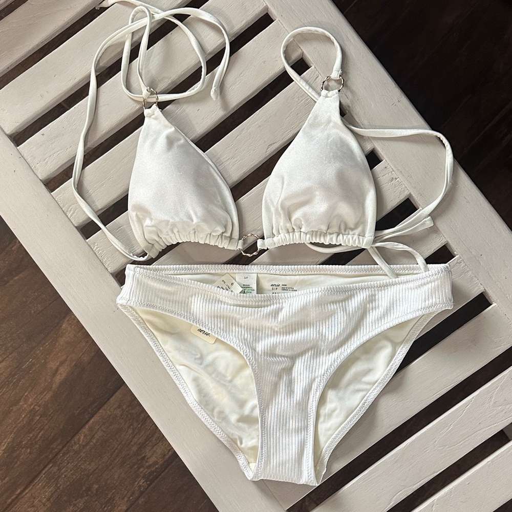 Aerie White Triangle Bikini Set